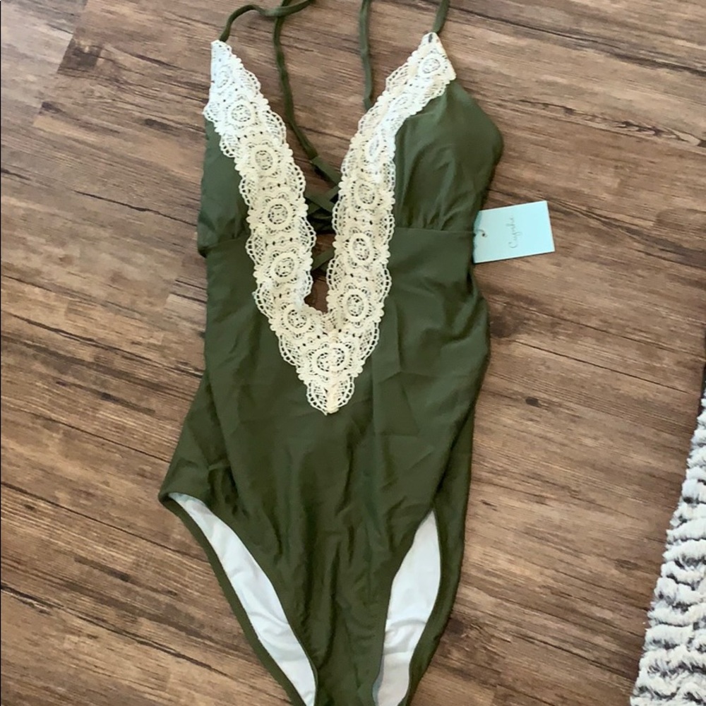 Green one piece swim